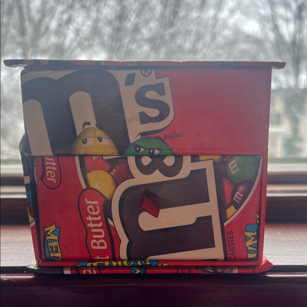 M&M'S Peanut Butter Jewelry Box with Red and Multicolor Design